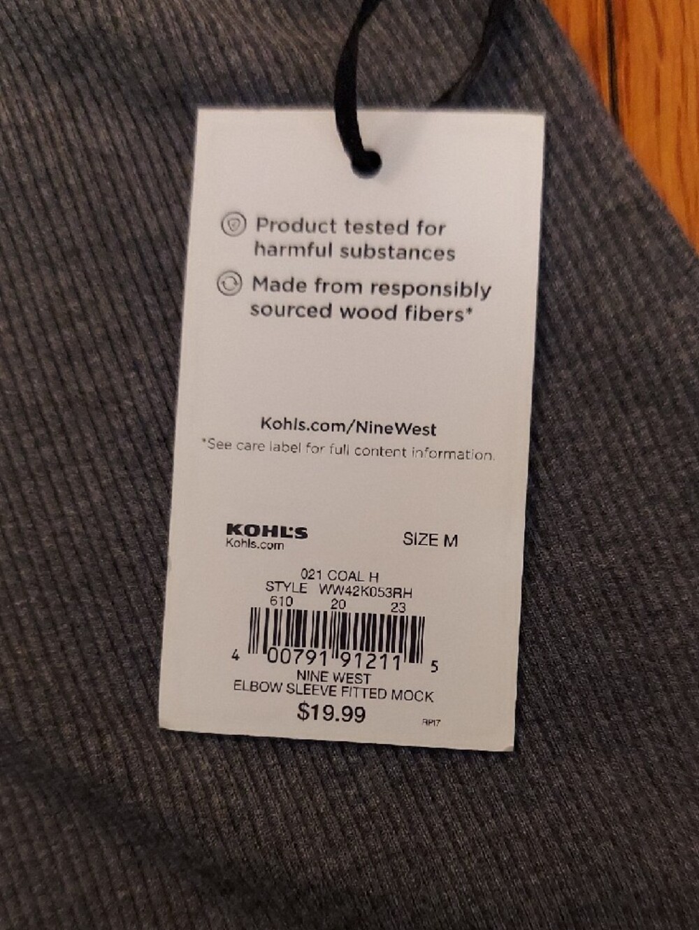 Nine West Heather Gray Short-Sleeve Mockneck Top - Picture 4 of 5